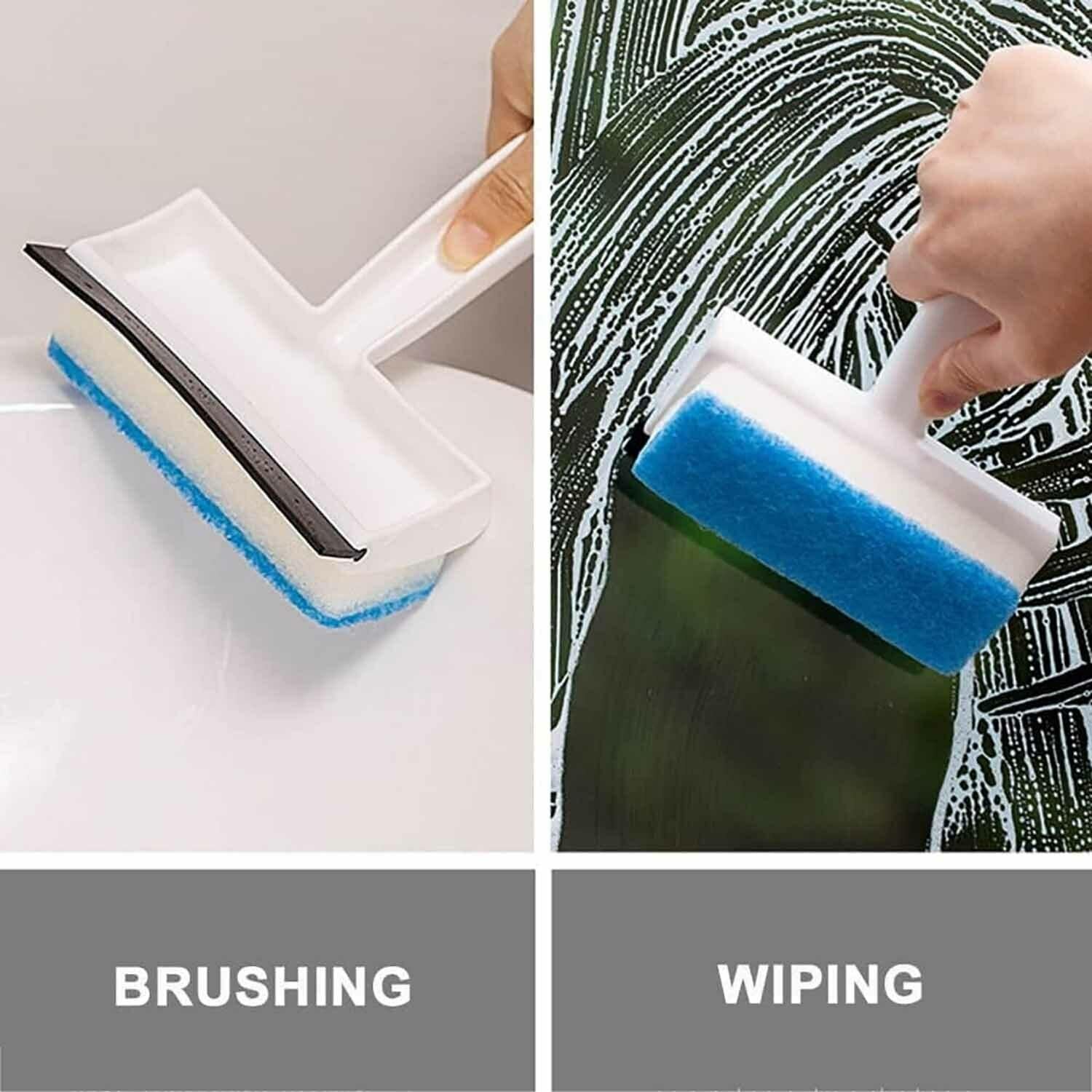 Easy-to-use wiper with brush for bathroom mirrors and tiles Easy-to-use wiper with brush for bathroom mirrors and tiles